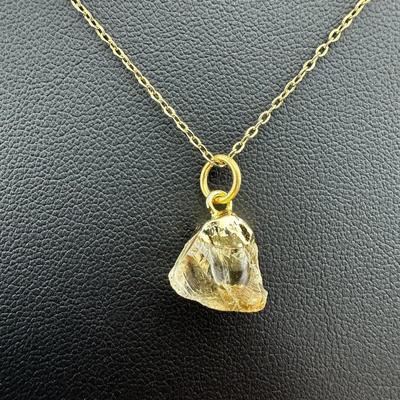 Necklace 925 Sterling Silver Natural Raw Citrine Gemstone (Tested)
