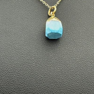 Necklace 925 Sterling Silver Natural Raw Turquoise Gemstone (Tested)