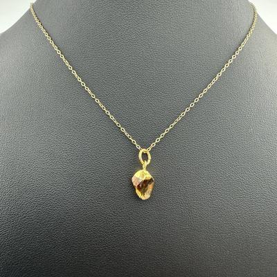Necklace 925 Sterling Silver Natural Raw Citrine Gemstone (Tested)