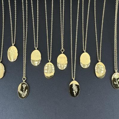 12 Birth Month Flower Collection Necklaces 
