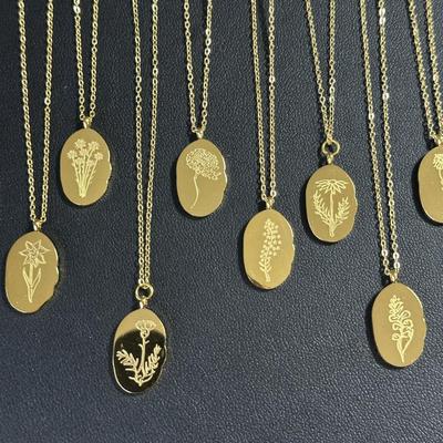 12 Birth Month Flower Collection Necklaces 
