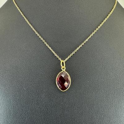 Necklace 925 Sterling Silver Natural Garnet Gemstone (Tested)