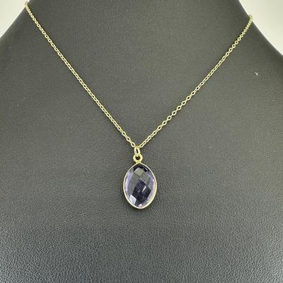 Necklace 925 Sterling Silver Natural Amethyst Gemstone (Tested)