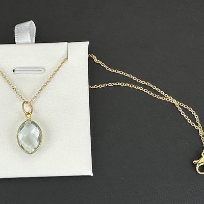 Necklace 925 Sterling Silver Natural  Aquamarine Gemstone (Tested)