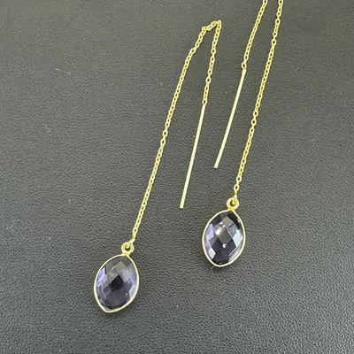 Earrings 925 Sterling Silver Natural Amethyst Gemstone (Tested)