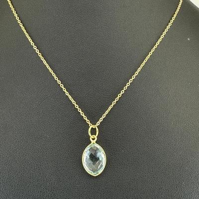 Necklace 925 Sterling Silver Natural  Aquamarine Gemstone (Tested)