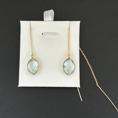 Earrings 925 Sterling Silver Natural  Aquamarine Gemstone (Tested)