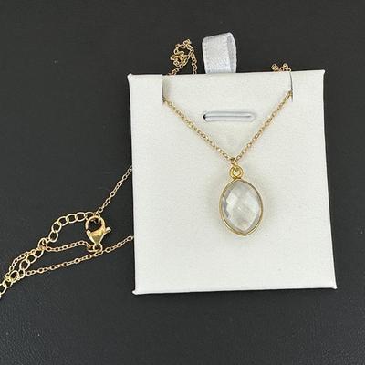 Necklace 925 Sterling Silver Natural Clear Quartz Gemstone (Tested)