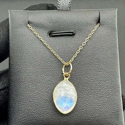 Necklace 925 Sterling Silver Natural Moonstone Gemstone (Tested)