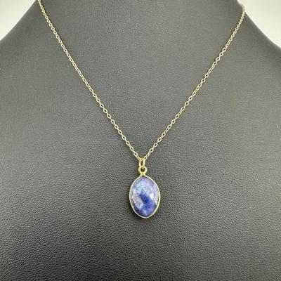 Necklace 925 Sterling Silver Natural Blue Sapphire Gemstone (Tested)