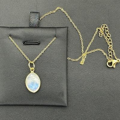 Necklace 925 Sterling Silver Natural Moonstone Gemstone (Tested)