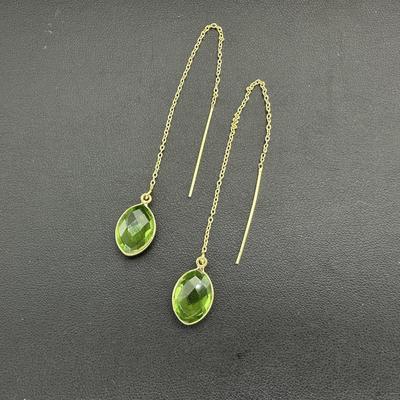 Earrings 925 Sterling Silver Natural Peridot Gemstone (Tested)