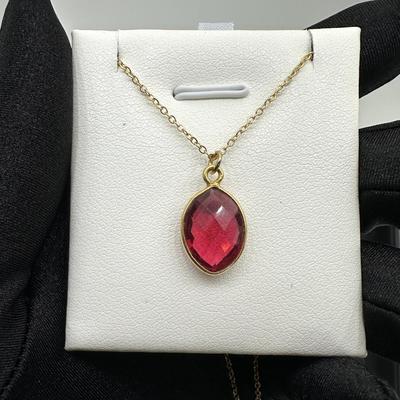 Necklace 925 Sterling Silver Natural Pink Tourmaline Gemstone (Tested)