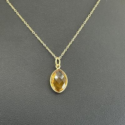Necklace 925 Sterling Silver Natural  Citrine Gemstone (Tested)