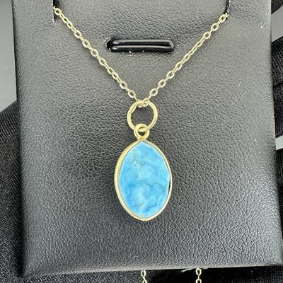 Necklace 925 Sterling Silver Natural Turquoise Gemstone (Tested)