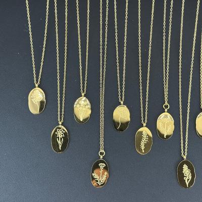 12 Birth Month Flower Collection Necklaces 