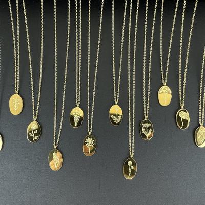 12 Birth Month Flower Collection Necklaces 