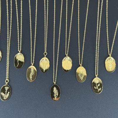 12 Birth Month Flower Collection Necklaces 