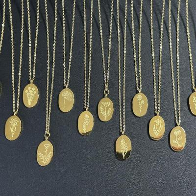 12 Birth Month Flower Collection Necklaces 