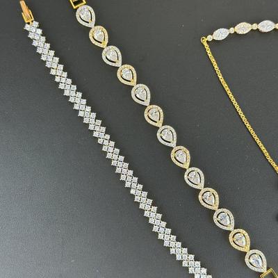 Brand New Zirconia Bracelets Rhodium Plating 3 PCS