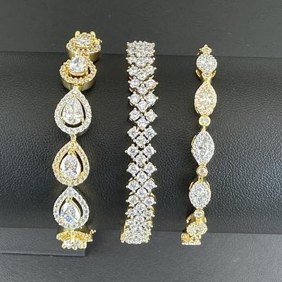 Brand New Zirconia Bracelets Rhodium Plating 3 PCS