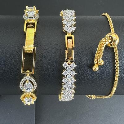 Brand New Zirconia Bracelets Rhodium Plating 3 PCS