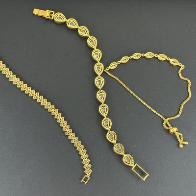 Brand New Zirconia Bracelets Rhodium Plating 3 PCS