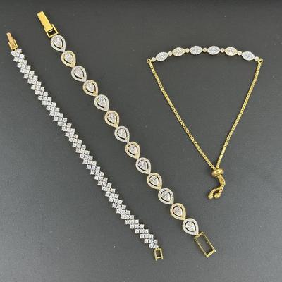 Brand New Zirconia Bracelets Rhodium Plating 3 PCS