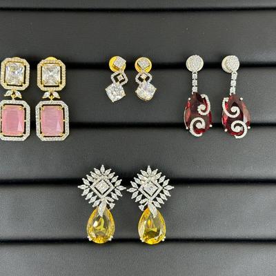 Brand New Zirconia Earrings Rhodium Plating Mix Lot