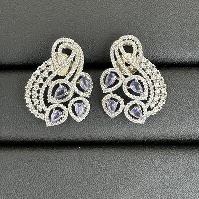 Brand New Zirconia Earrings And Ring Rhodium Plating Mix Lot