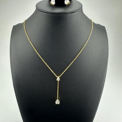 Brand New Earrings And Necklace 925 Sterling Silver Stamped Zirconia