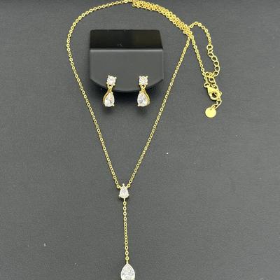 Brand New Earrings And Necklace 925 Sterling Silver Stamped Zirconia