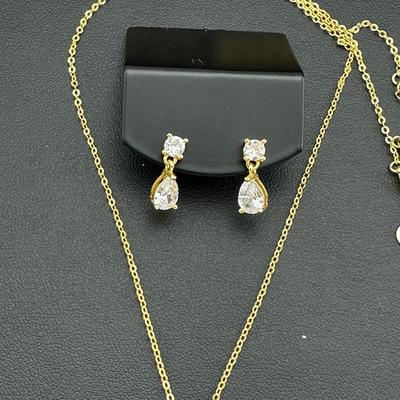 Brand New Earrings And Necklace 925 Sterling Silver Stamped Zirconia