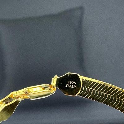 Brand New 925 Sterling Silver Stamped Gold Plated Italy Bracelet And Necklace