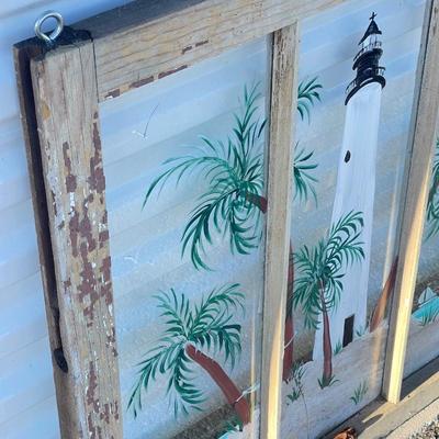 Sale Photo Thumbnail #191: Vintage window with hand painted art
