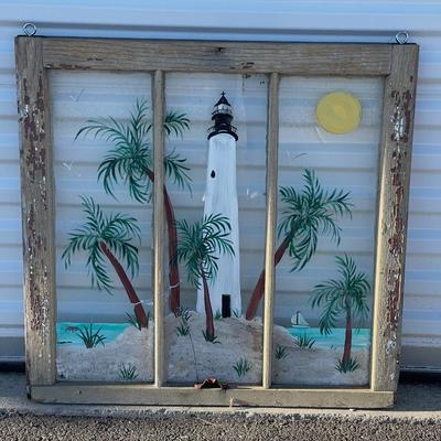 Sale Photo Thumbnail #188: Vintage window with hand painted art