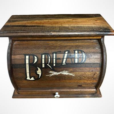 Vintage Wooden Roll Top Bread Box