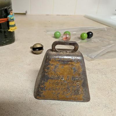 Miscellaneous group, bells,candle,marbles