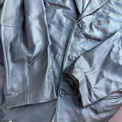 Stafford men's black leather blazer