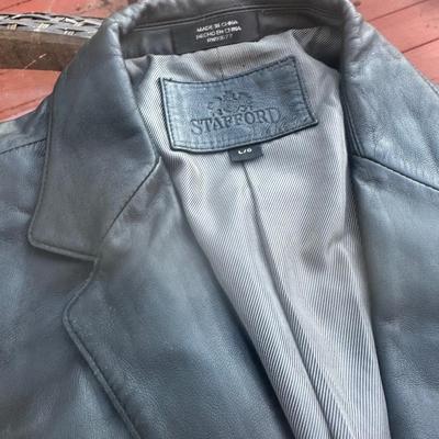 Stafford men's black leather blazer