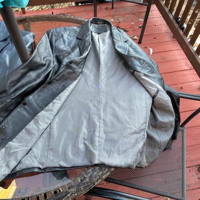 Stafford men's black leather blazer