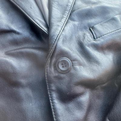 Stafford men's black leather blazer