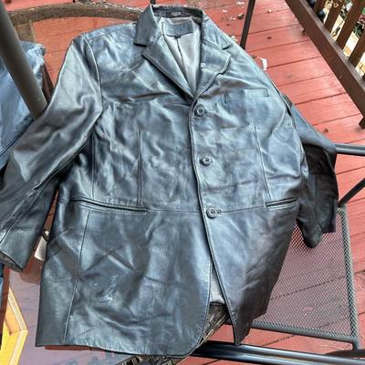 Stafford men's black leather blazer