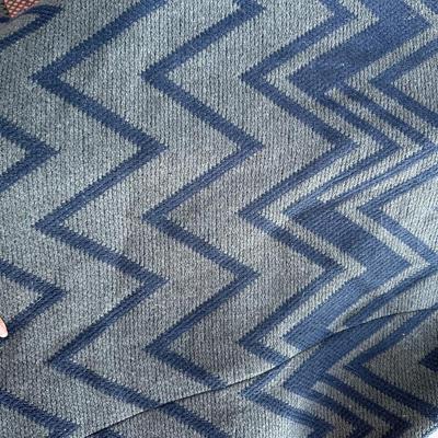 Anne Klein women's wool blend collared jacket with a blue and grey geometric pattern