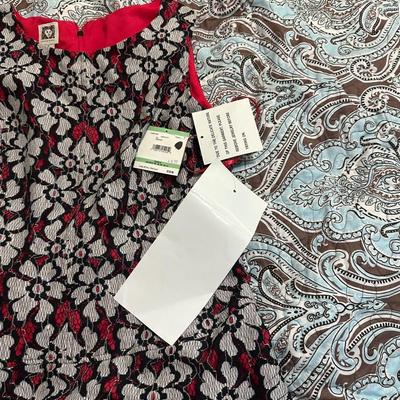 Anne Klein floral lace black and pink tank dress