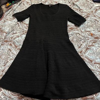Mossimo Supply CO. Women’s black knit dress with a flared skirt and short sleeves