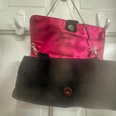 Old Navy Black velvet clutch evening handbag