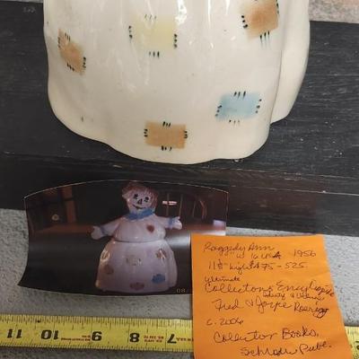 Sale Photo Thumbnail #4: Neat vintage Brush Pottery Mygsie and Mae...sometimes called Raggedy Ann Cookie Jar