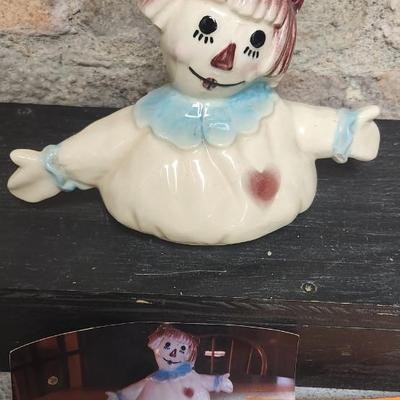 Sale Photo Thumbnail #7: Neat vintage Brush Pottery Mygsie and Mae...sometimes called Raggedy Ann Cookie Jar