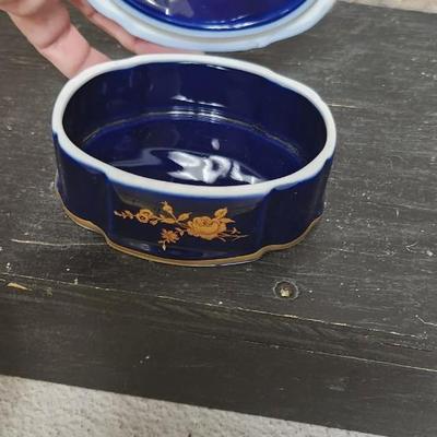 Sale Photo Thumbnail #43: Big cobalt vase and ashtray, gorgeous vase and small trinket box